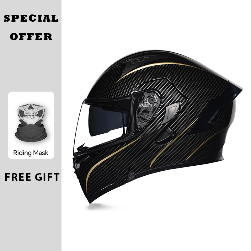 DOT المعتمدة دراجة نارية الوجه - مراجعة Dual Visor Motorcycle Racing Helmet وسعره