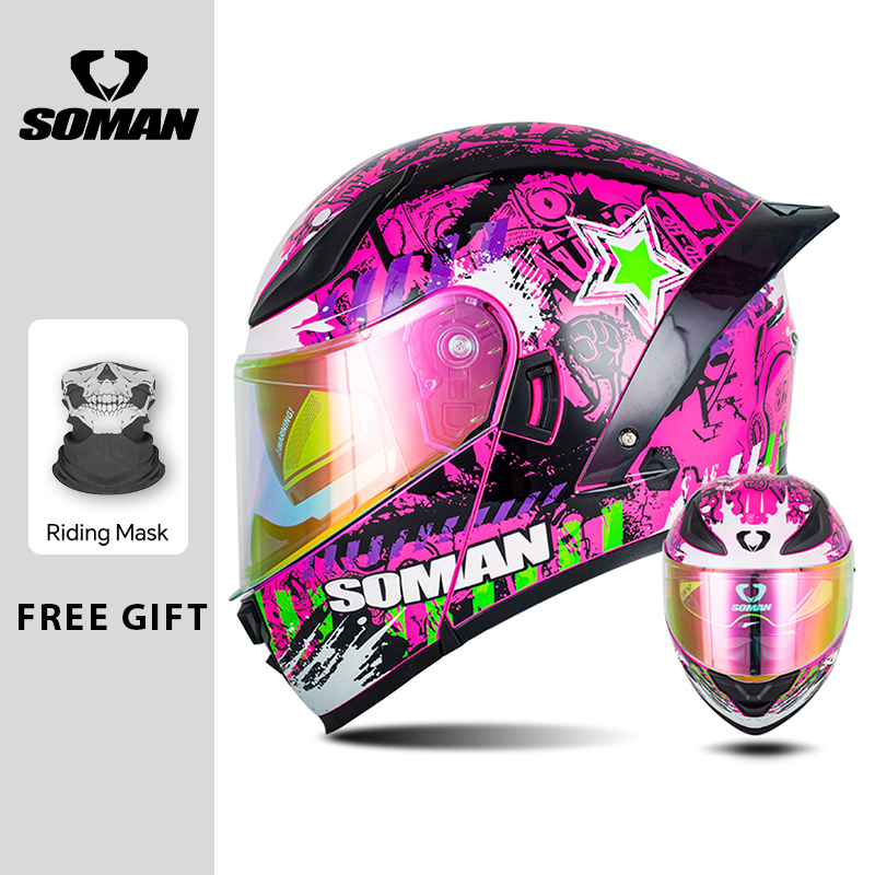 SOMAN وحدات خوذة الوجه كامل ال - مراجعة Dual Visor Motorcycle Racing Helmet وسعره