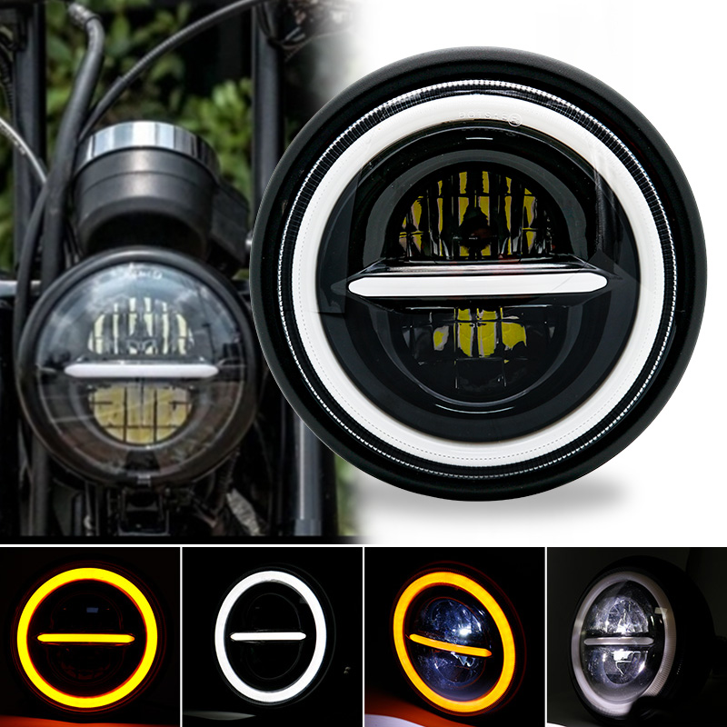 مصباح أمامي ليد مستدير عالمي ل - مراجعة Universal Motorcycle Led Headlight Projector وسعره
