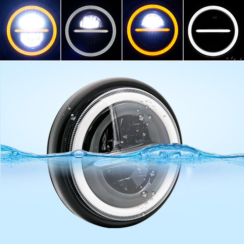 مصباح أمامي ليد مستدير عالمي ل - مراجعة Universal Motorcycle Led Headlight Projector وسعره